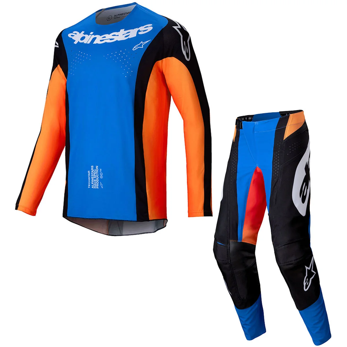 Conjunto Alpinestars Techstar Melt 25 Laranja/Azul - Spinelli